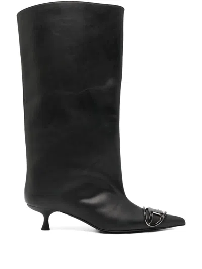 Diesel Women Venus Leather Boots In Black