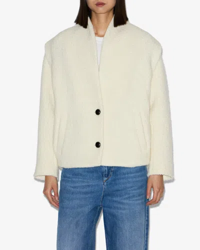 Isabel Marant Étoile Textured Fabric Peacoat Featuring Side Pockets In Neutral