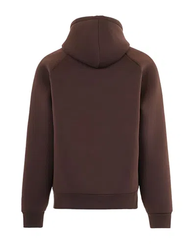 Carhartt Heavyweight Hooded Jacket With Adjustable Hood And Ribbed Cuffs In Brown