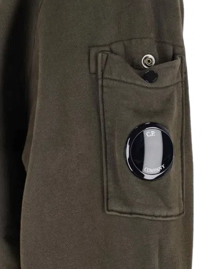 C.p. Company Hooded Long Sleeve Sweatshirt With Arm Pocket In Brown