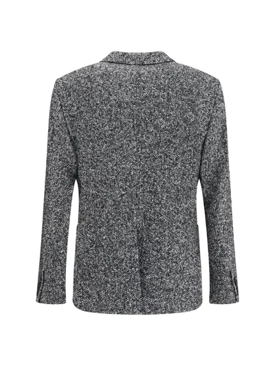 Dolce & Gabbana Men Portofino Double-breasted Jacket With Chevron Pattern In Gray