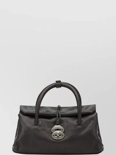 Zanellato Small Dotta Smooth Leather Top Handle Bag In Black