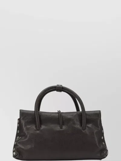 Zanellato Small Dotta Smooth Leather Top Handle Bag In Black