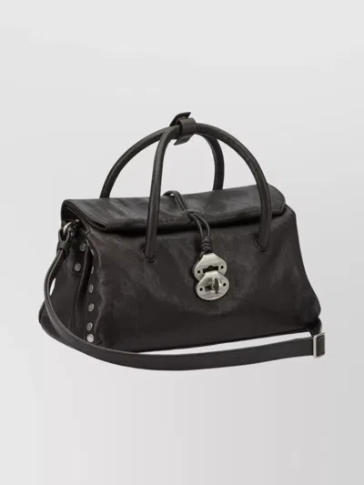 Zanellato Small Dotta Smooth Leather Top Handle Bag In Black