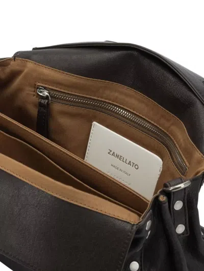 Zanellato Small Dotta Smooth Leather Top Handle Bag In Black