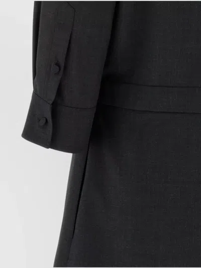 Gucci Womens Horsebit Long-sleeves Wool Mini Dress Ardesia Grey In Black