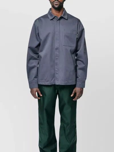 Gr10k Collared Shirt With Long Sleeves And Chest Pocket In Gray