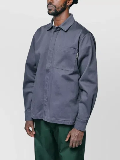 Gr10k Collared Shirt With Long Sleeves And Chest Pocket In Gray