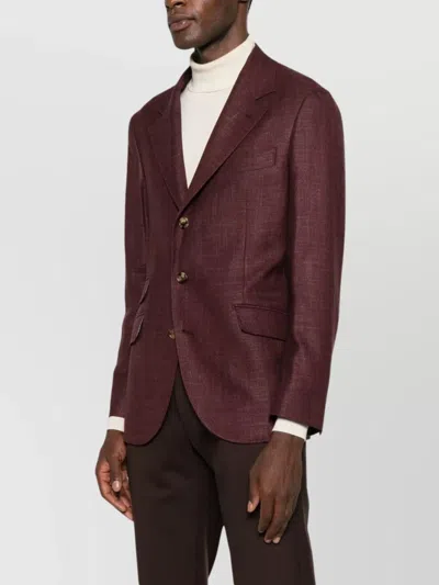 Brunello Cucinelli Tailored Single-breasted Jacket Lapel In Burgundy