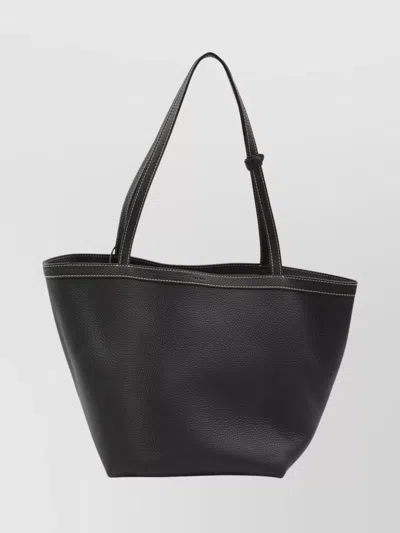The Row Park Medium Topstitched Tote Bag In Pebbled Leather In Multi