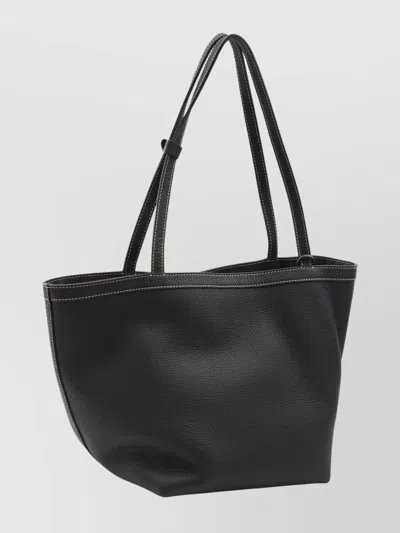 The Row Park Medium Topstitched Tote Bag In Pebbled Leather In Multi