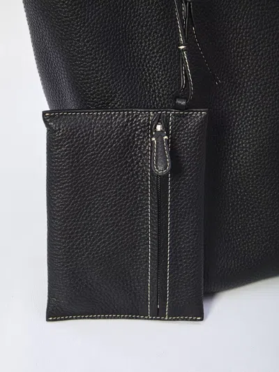 The Row Park Medium Topstitched Tote Bag In Pebbled Leather In Multi