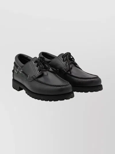 Sebago Brogues With Stitched Detailing And Rubber Sole In Black