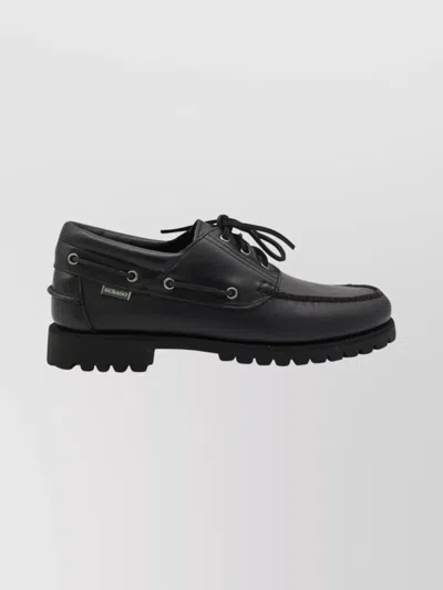 Sebago Brogues With Stitched Detailing And Rubber Sole In Black