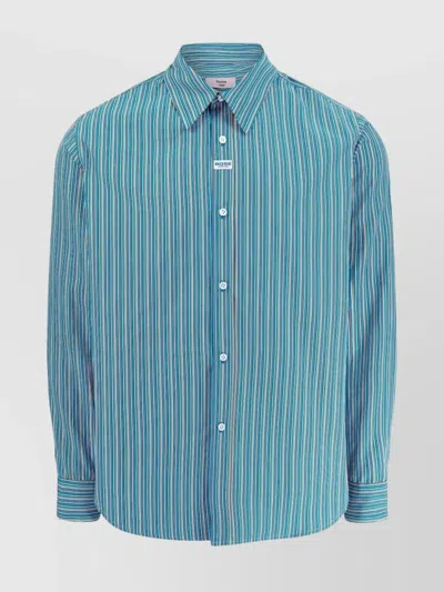 Martine Rose Striped Long Sleeve Button-down Shirt In Blue