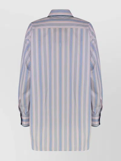 Etro Striped Cotton Shirt In Blue