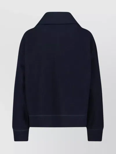 Jil Sander High Collar Sweatshirt Chest Pocket In Blue