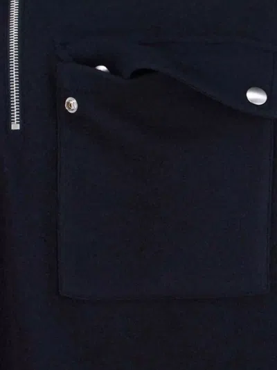 Jil Sander High Collar Sweatshirt Chest Pocket In Blue