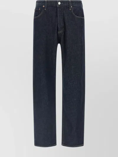 Agolde Straight Leg Five-pocket Denim Trousers In Blue