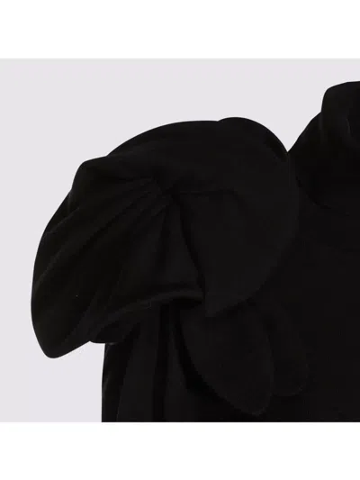 Moschino Black Turtleneck Sweater With Flower Detail In Black