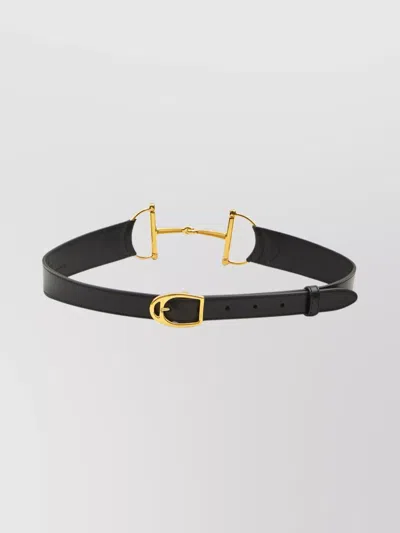 Gucci Wide Belt With Oversized Horsebit In Black