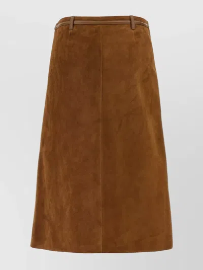 Gucci Suede Skirt Horsebit Detail In Brown