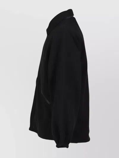 Gr10k Minimalistic Black Jacket With Zip Fastening And Turn-down Collar In Black