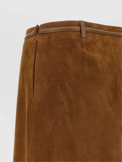 Gucci Suede Skirt Horsebit Detail In Brown