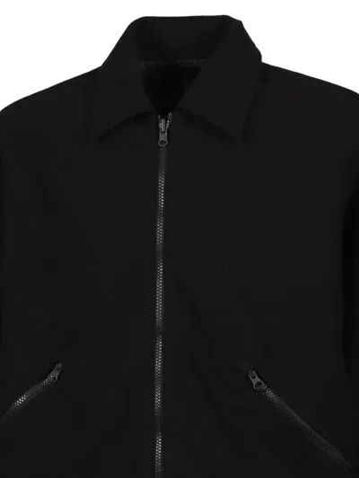 Gr10k Minimalistic Black Jacket With Zip Fastening And Turn-down Collar In Black