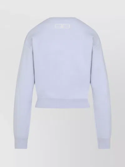 Balenciaga Logo-jacquard Cropped Sweater In Wool Blend In White