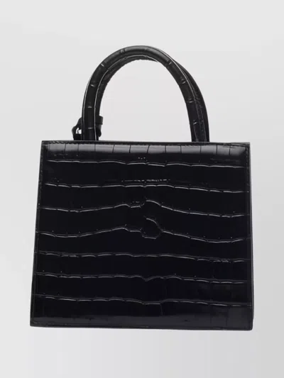 Mc2 Saint Barth Crocodile Texture Shoulder Bag Top Handle In Black