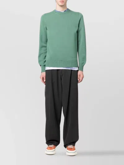 Drumohr Long Sleeve Crew Neck Knit Top In Green