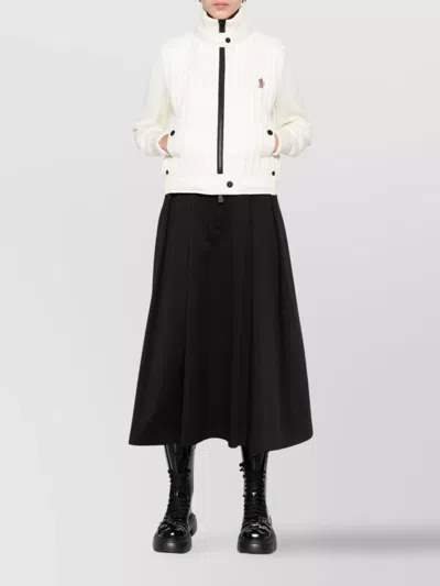 Moncler High Collar Knitted Jacket Pockets In White