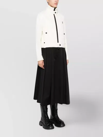 Moncler High Collar Knitted Jacket Pockets In White