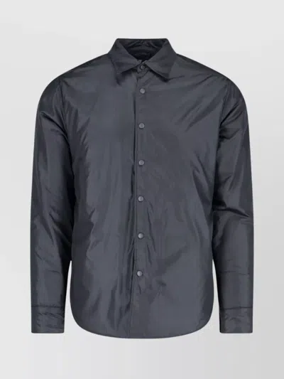 Aspesi Solid Grey Casual Shirt With Traditional Collar And Button-down Front In Blue