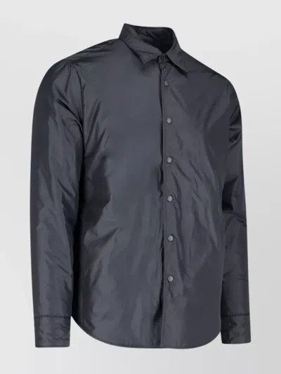 Aspesi Solid Grey Casual Shirt With Traditional Collar And Button-down Front In Blue