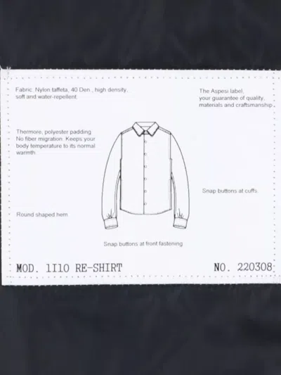 Aspesi Solid Grey Casual Shirt With Traditional Collar And Button-down Front In Blue