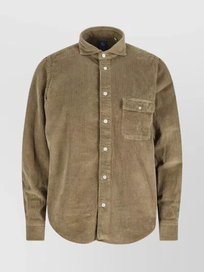 Finamore 1925 Classic Brown Button-down Shirt With Traditional Collar In Brown