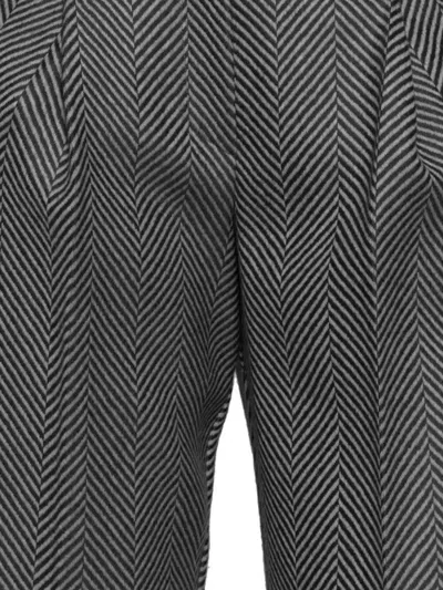 Forte Forte Highrise Trousers In Wool With Chevron Patterning In Blue