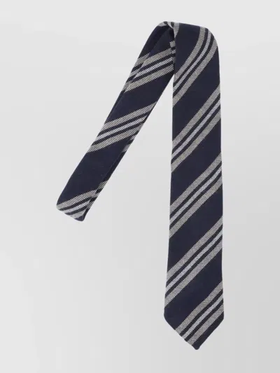 Finamore 1925 Diagonal Striped Ties Slim Shape In Brown