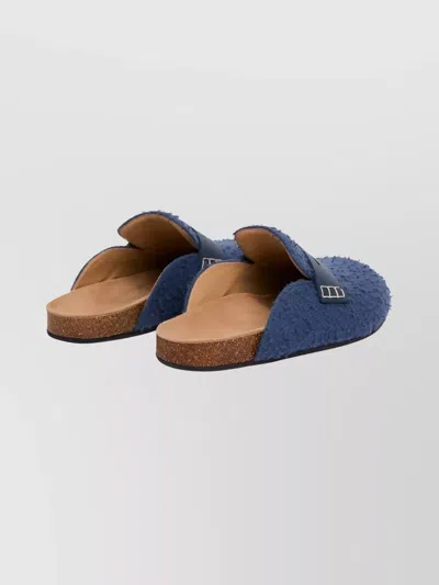 Jw Anderson Textured Round Toe Flat Sole Loafers In Blue