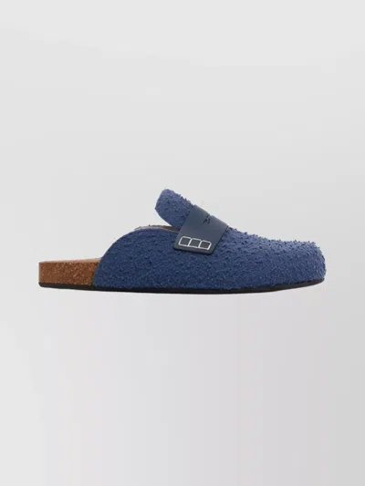 Jw Anderson Textured Round Toe Flat Sole Loafers In Blue