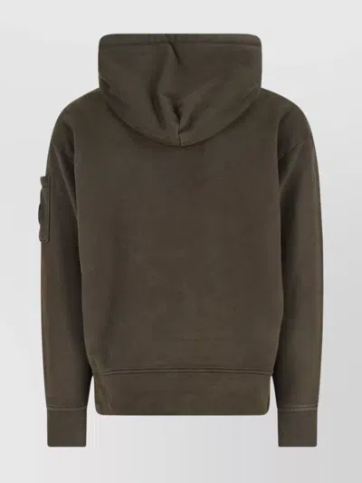 C.p. Company Hooded Long Sleeve Sweatshirt With Arm Pocket In Brown