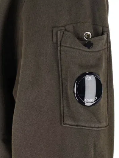 C.p. Company Hooded Long Sleeve Sweatshirt With Arm Pocket In Brown