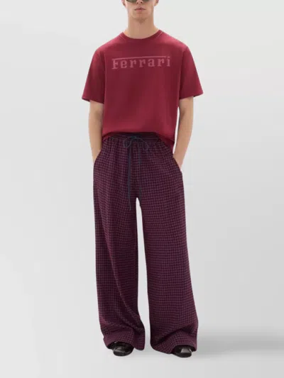 Ferrari Crew Neck Short Sleeve Fitted T-shirt In Red