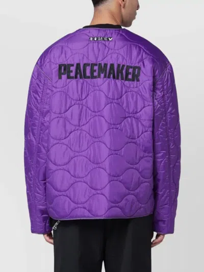 Oamc Combat Liner Jacket Embroidered Detail In Purple