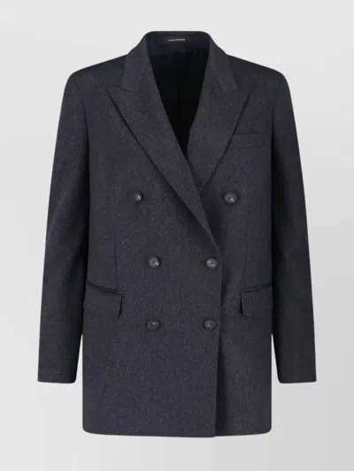 Tagliatore Double-breasted Tailored Jacket Front Pockets In Blue