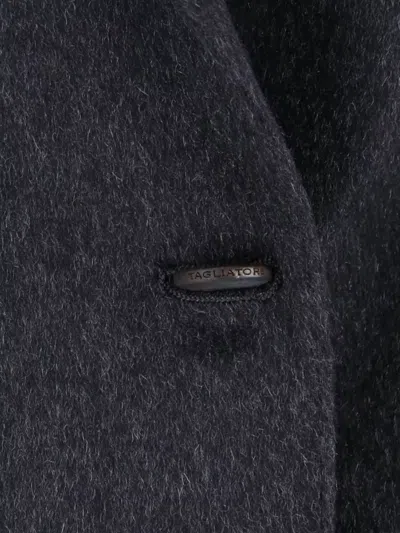 Tagliatore Double-breasted Tailored Jacket Front Pockets In Blue