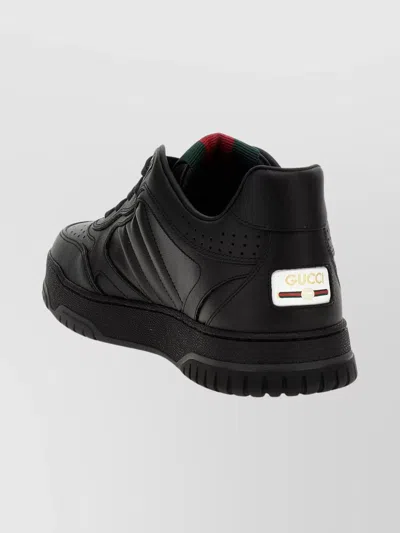 Gucci Modern Perforated Round Toe Sneakers In Black