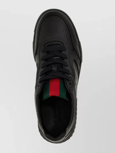 Gucci Modern Perforated Round Toe Sneakers In Black